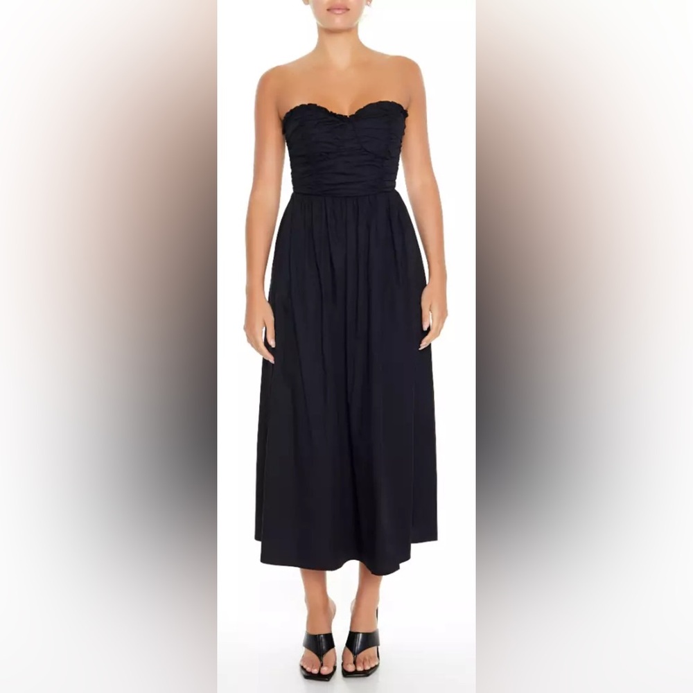 NWT Forever21 Strapless Ruffle Midi Dress - Picture 2 of 9